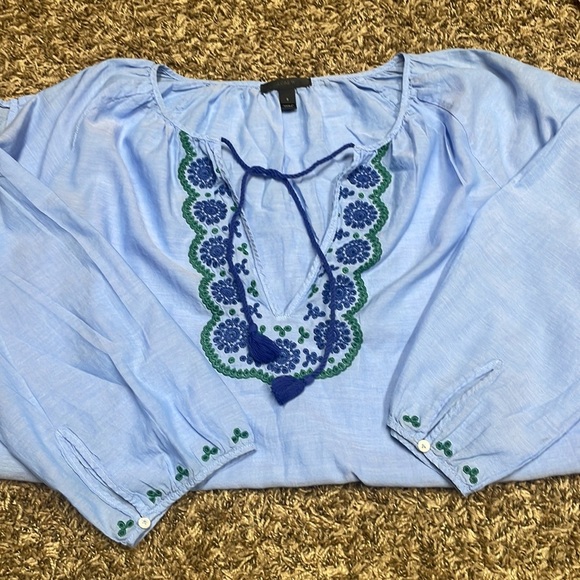 J. Crew Women’s blue embroidered lightweight blouse size Small - Picture 8 of 8